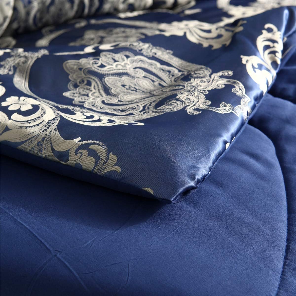 Satin Jacquard Comforter Set (Royal Blue) - Image 3