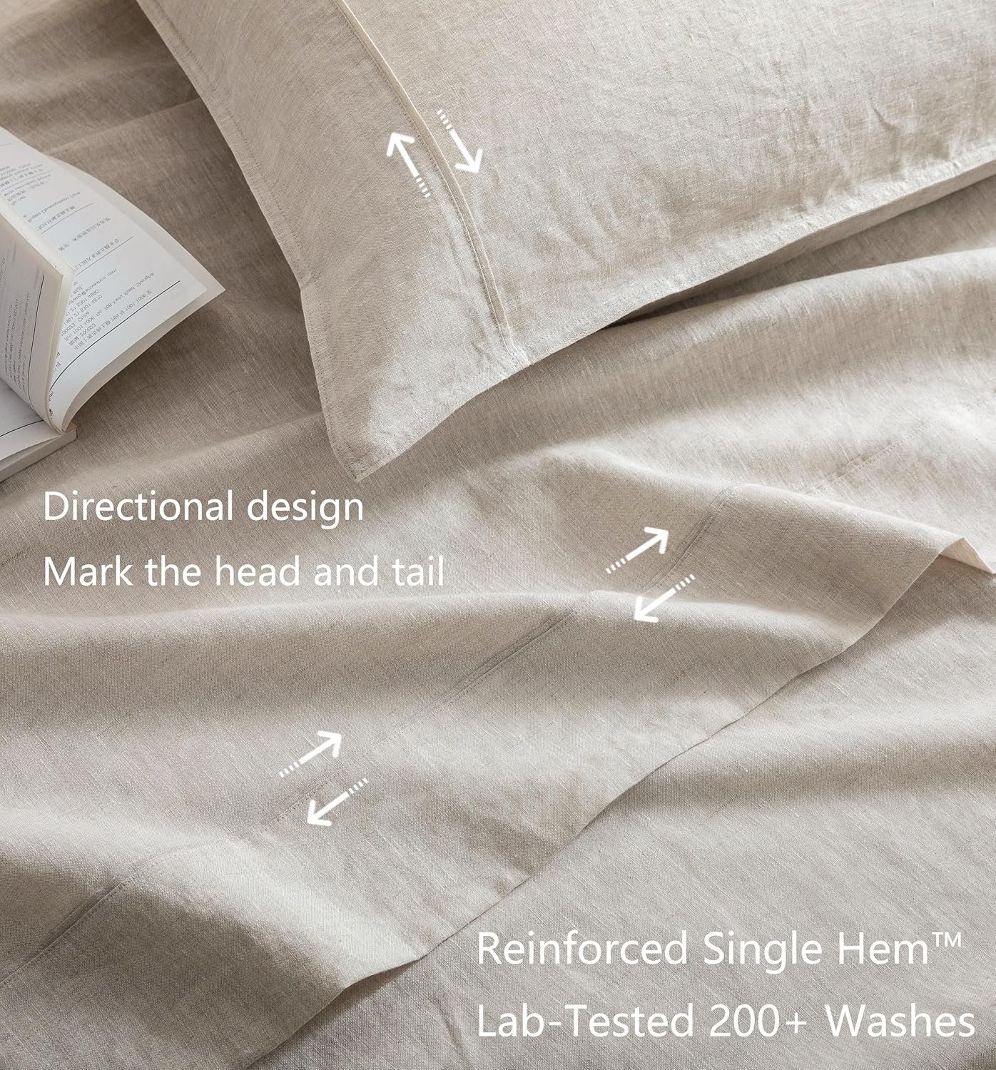 100% Pure French Linen Sheet Set – King Size (Natural) - Image 3
